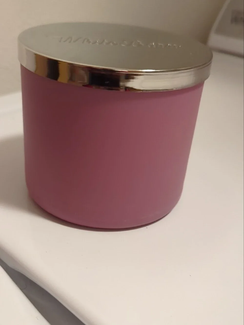 White Barn Raspberry Mimosa Candle - Mauve Pink Jar with Silver Lid